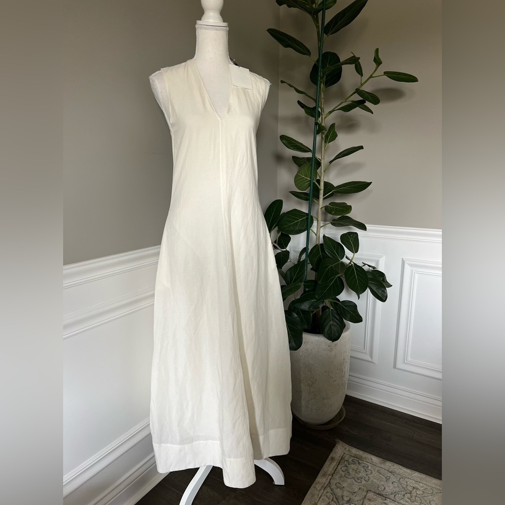 Toteme Plunging Floral Jacquard Twisted Backless Maxi Dress Off White FR 34 700$ - Picture 13 of 17